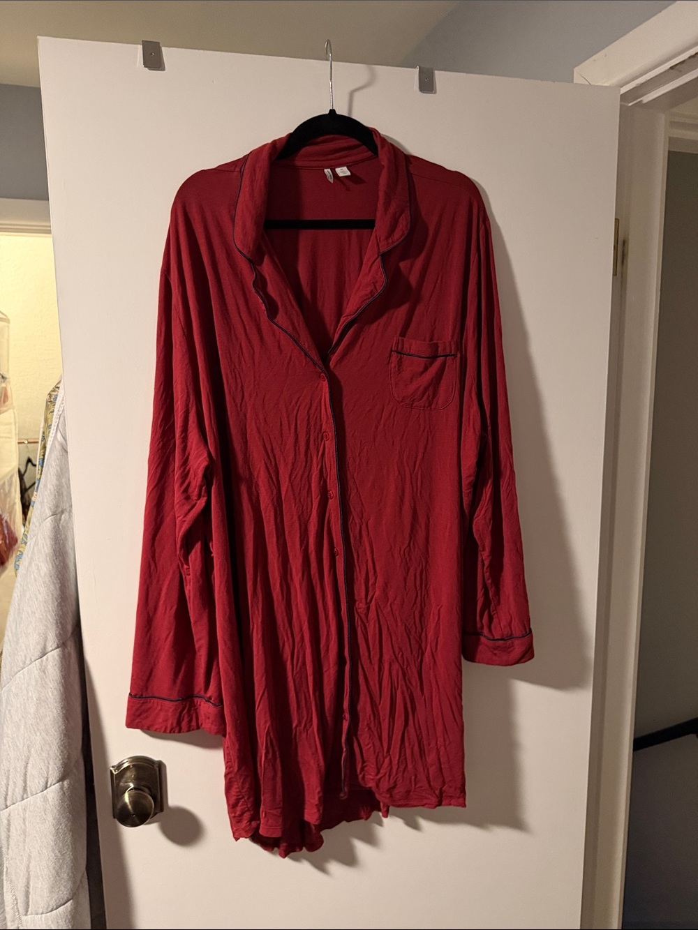 Nordstrom Red Long Button-Front Sleep Shirt